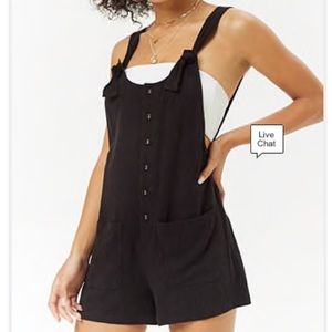 Linen-Blend Button-Front Romper